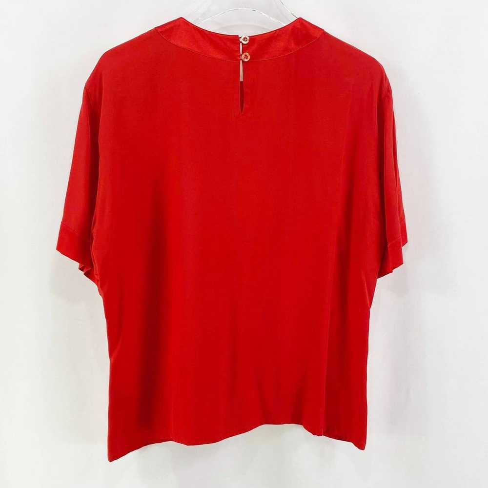 ESCADA Vintage Red Silk Short Sleeve Blouse - image 4