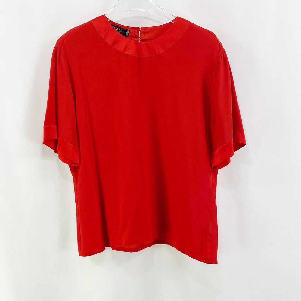 ESCADA Vintage Red Silk Short Sleeve Blouse - image 7
