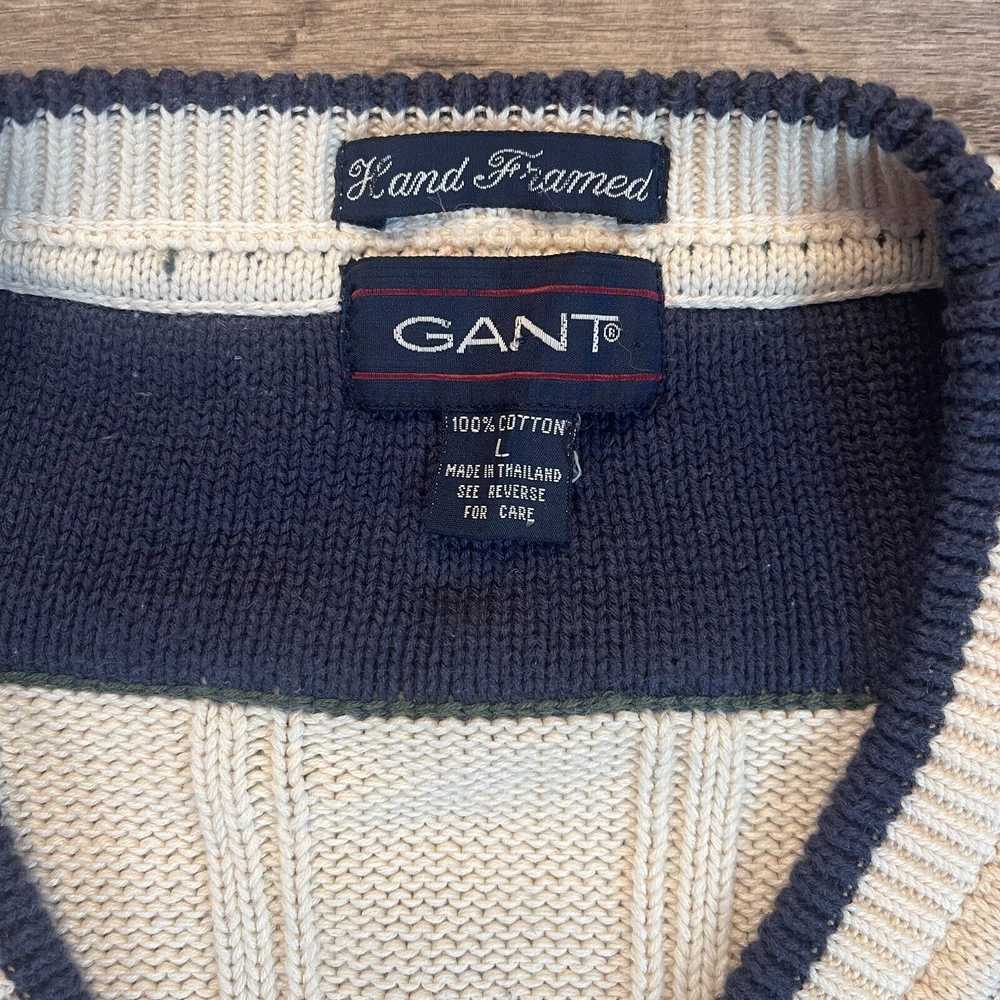 Gant × Vintage VTG Preppy Gant Cream Cable Knit P… - image 4