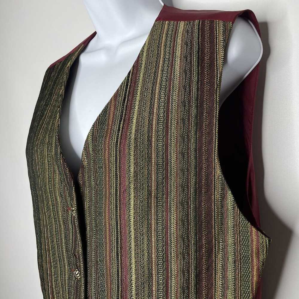 Vintage 90s Liz Claiborne Burgundy Striped Tapest… - image 6
