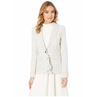 Joie Joie Cotton Ruffled Blazer - Plaid - White Mu