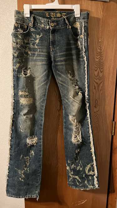 Japanese Brand × Lust Ltd Lust distressed jeans