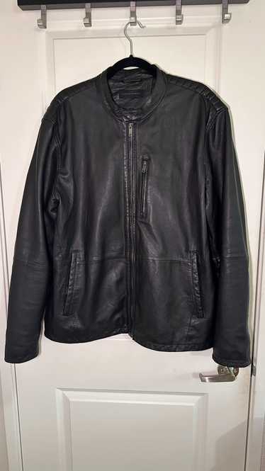 John Varvatos Black leather moto jacket