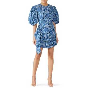 Rhode RHODE Blue Pia Floral Printed Puff-Sleeve Mi