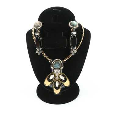 Other Ranjana Khan Labradorite Necklace Gold Tone 