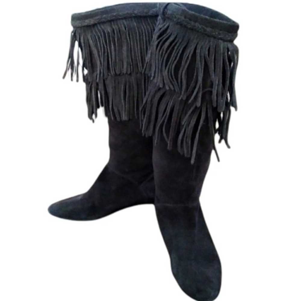 Gianni Bini 90's Brown Fringe Suede Boots - image 2