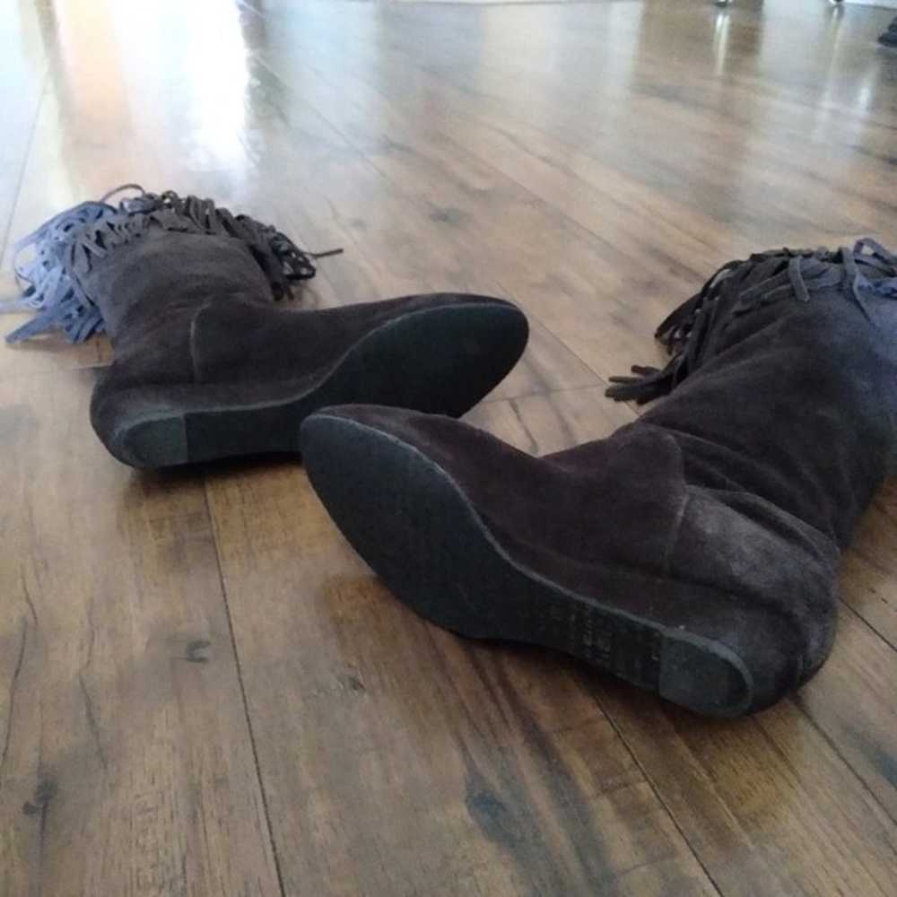 Gianni Bini 90's Brown Fringe Suede Boots - image 5