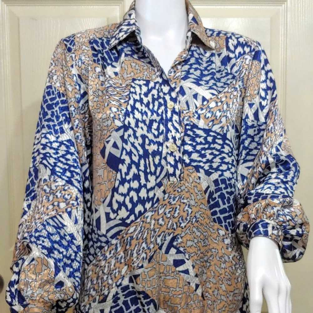 Vintage Blouse- Blue, Gold - image 2