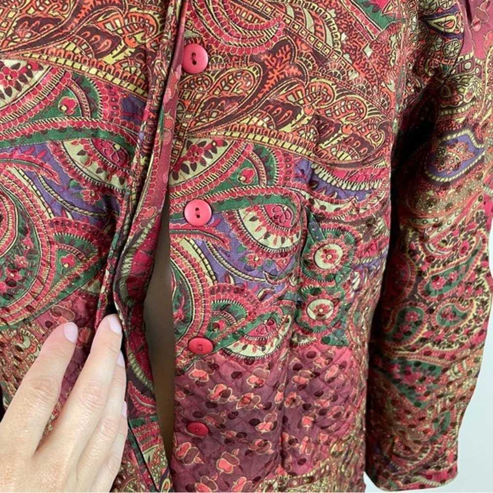 Maggy London Vintage 100% Silk Red Green Paisley … - image 3