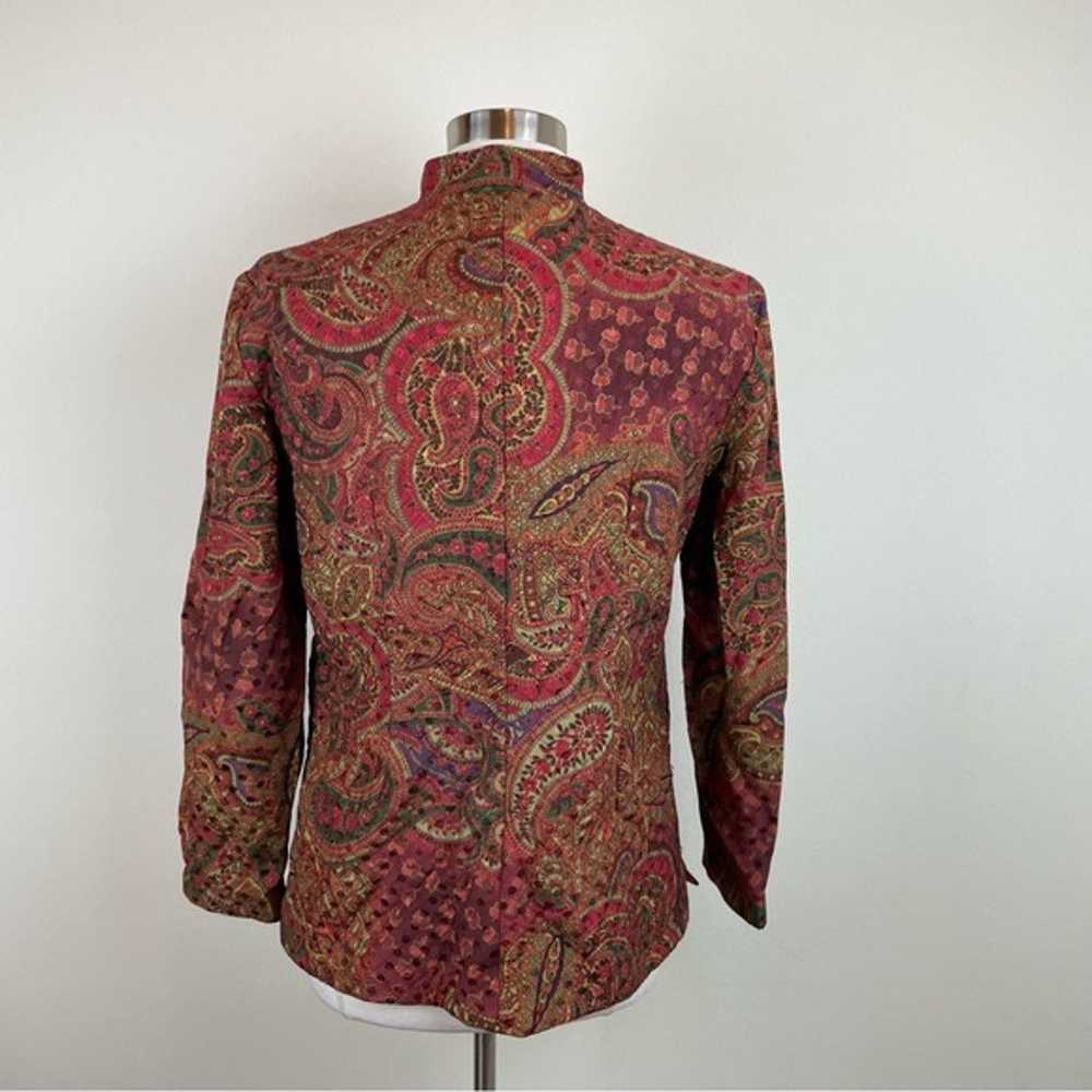 Maggy London Vintage 100% Silk Red Green Paisley … - image 4