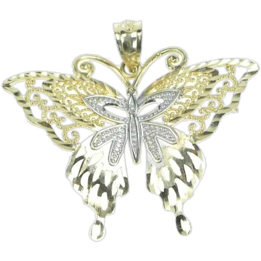 14K Filigree Butterfly Change Beauty Symbol Penda… - image 1