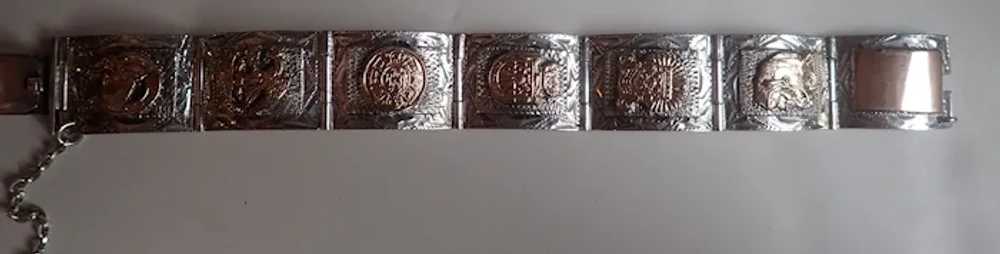 *Vintage Sterling Mix Metals Mexican Symbols Pane… - image 3