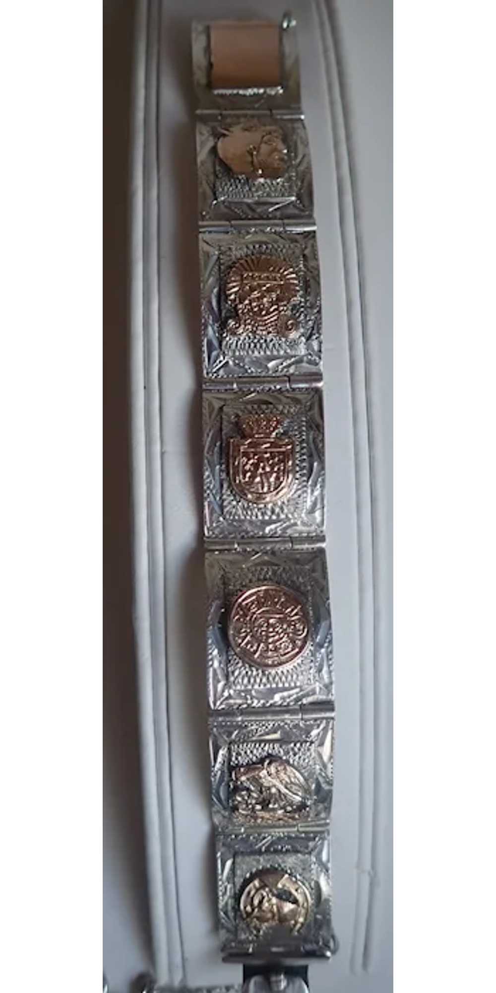 *Vintage Sterling Mix Metals Mexican Symbols Pane… - image 4