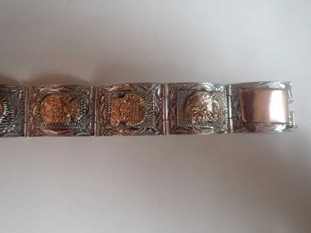 *Vintage Sterling Mix Metals Mexican Symbols Pane… - image 5