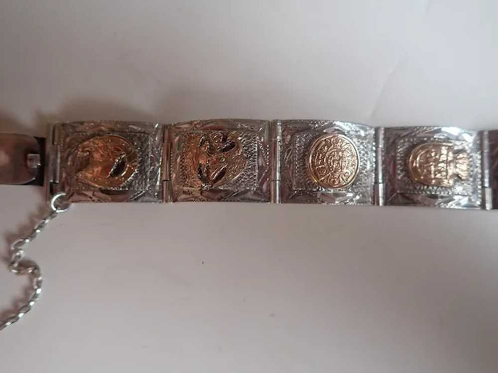 *Vintage Sterling Mix Metals Mexican Symbols Pane… - image 6