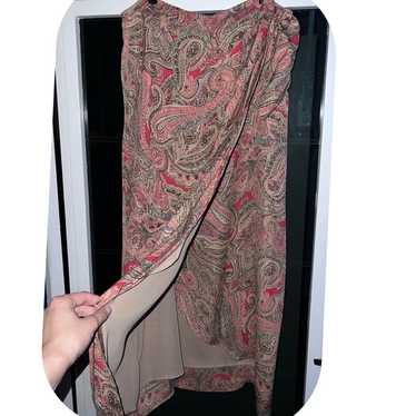 Vintage 1990s RALPH LAUREN Tan Paisley METALLIC Silk Wrap Top