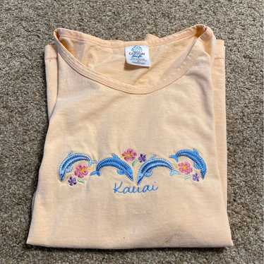 VTG Embroidered Dolphins Kaui Tee L - image 1