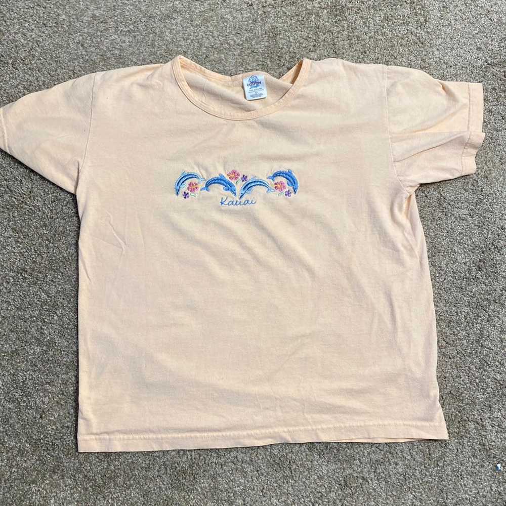 VTG Embroidered Dolphins Kaui Tee L - image 2