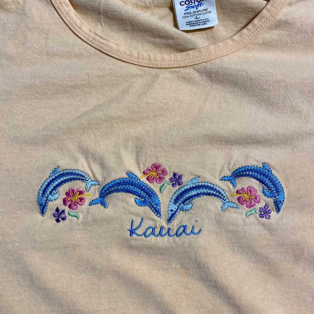 VTG Embroidered Dolphins Kaui Tee L - image 4