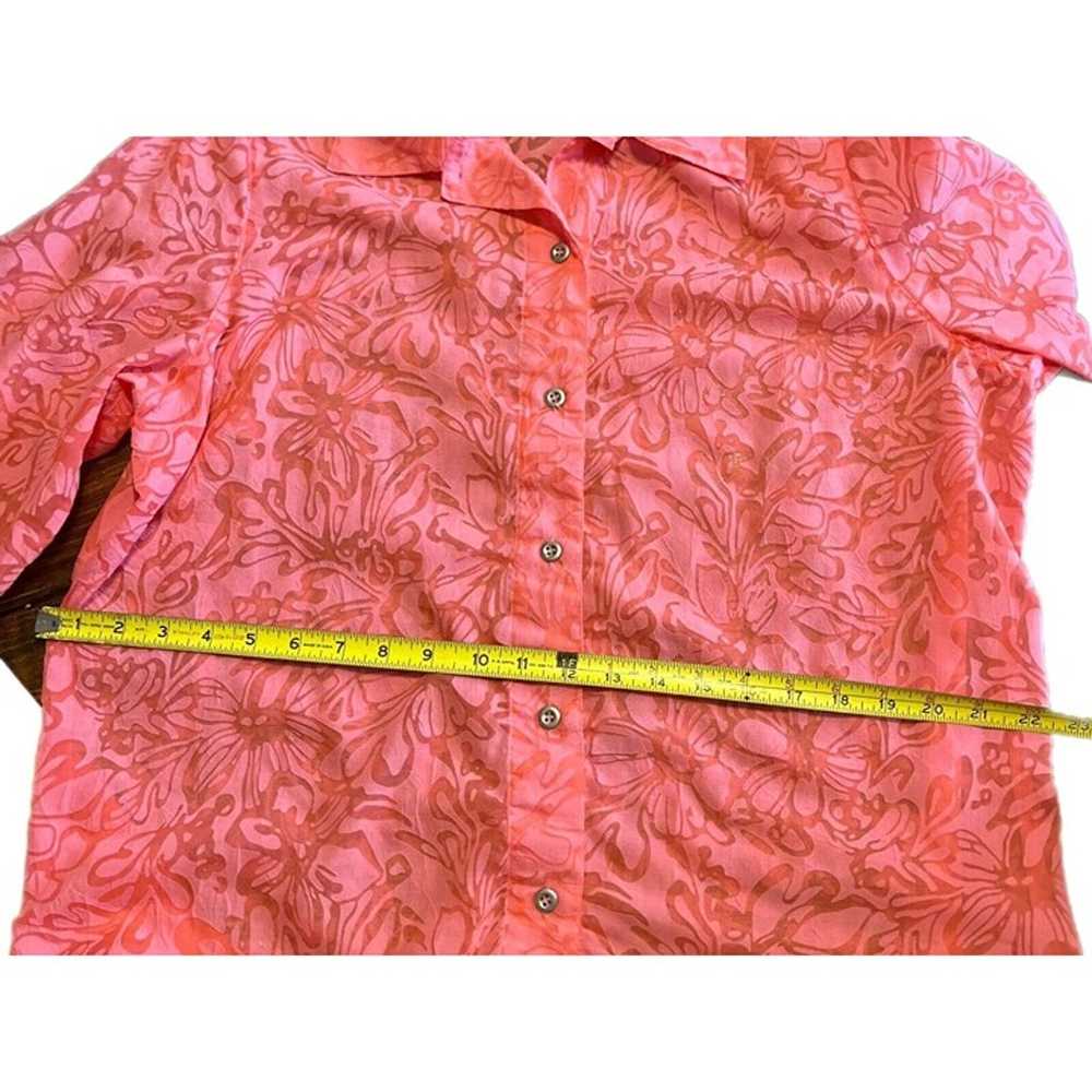 SIZE LARGE *READ* PINK FLORAL SHEER BUTTON UP BLO… - image 10