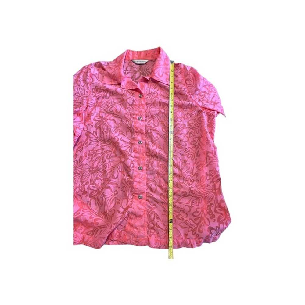 SIZE LARGE *READ* PINK FLORAL SHEER BUTTON UP BLO… - image 9