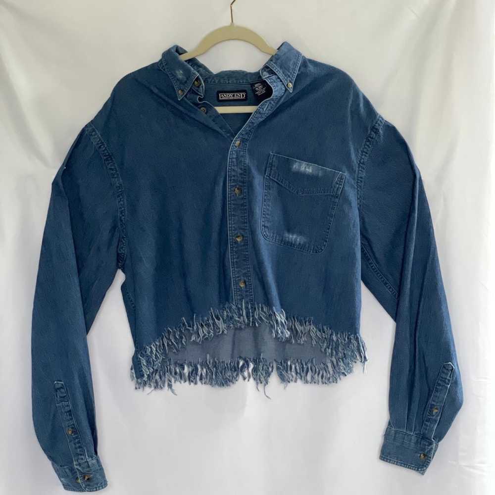 Cropped denim shirt - image 1