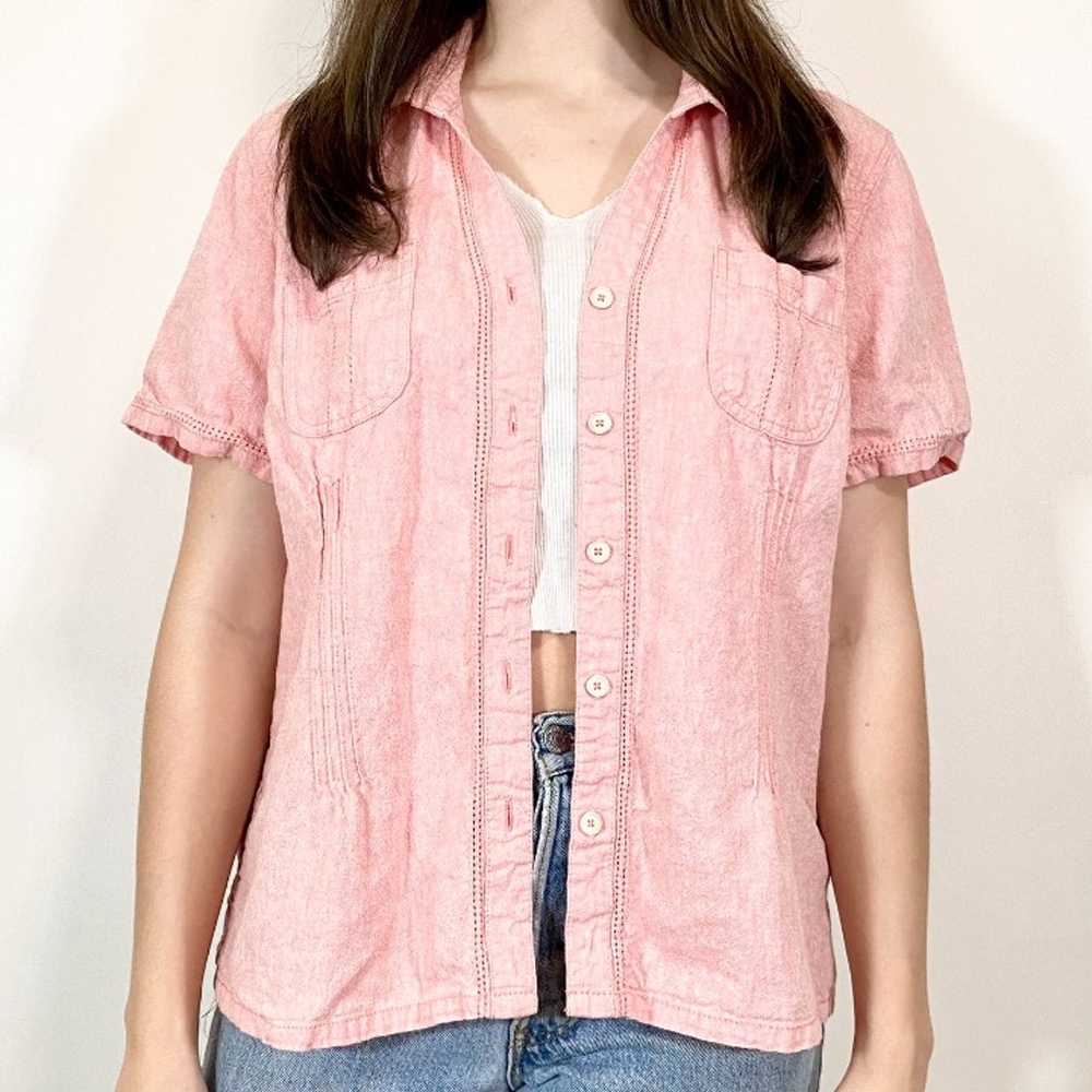 Vintage salmon pink button up shirt - image 2