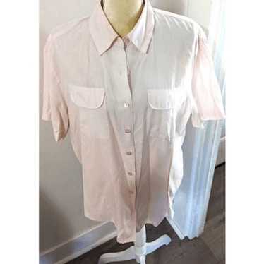 Vintage Joanna basic short sleeve pink blouse L ra