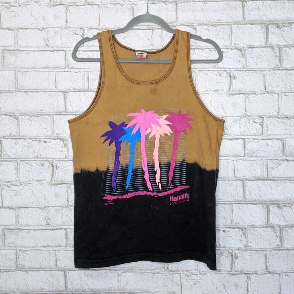 Vtg Harrah's Tank Top Bleach Tie Dye - image 1