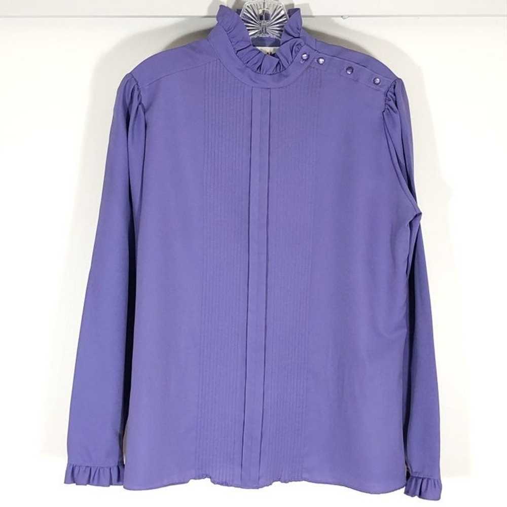 VTG Laura Mae Purple Blouse Size 14 - image 2