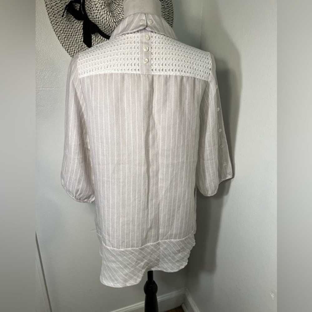 Vintage,L striped 3/4 Sleeves with button accents… - image 2