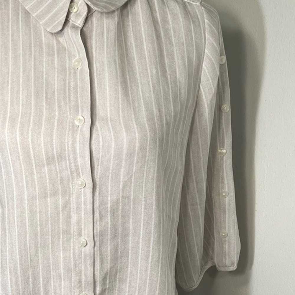 Vintage,L striped 3/4 Sleeves with button accents… - image 7