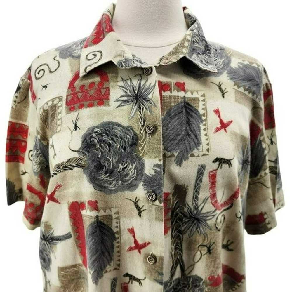 Vintage Tapestry Western Boho Tan Button Shirt To… - image 2