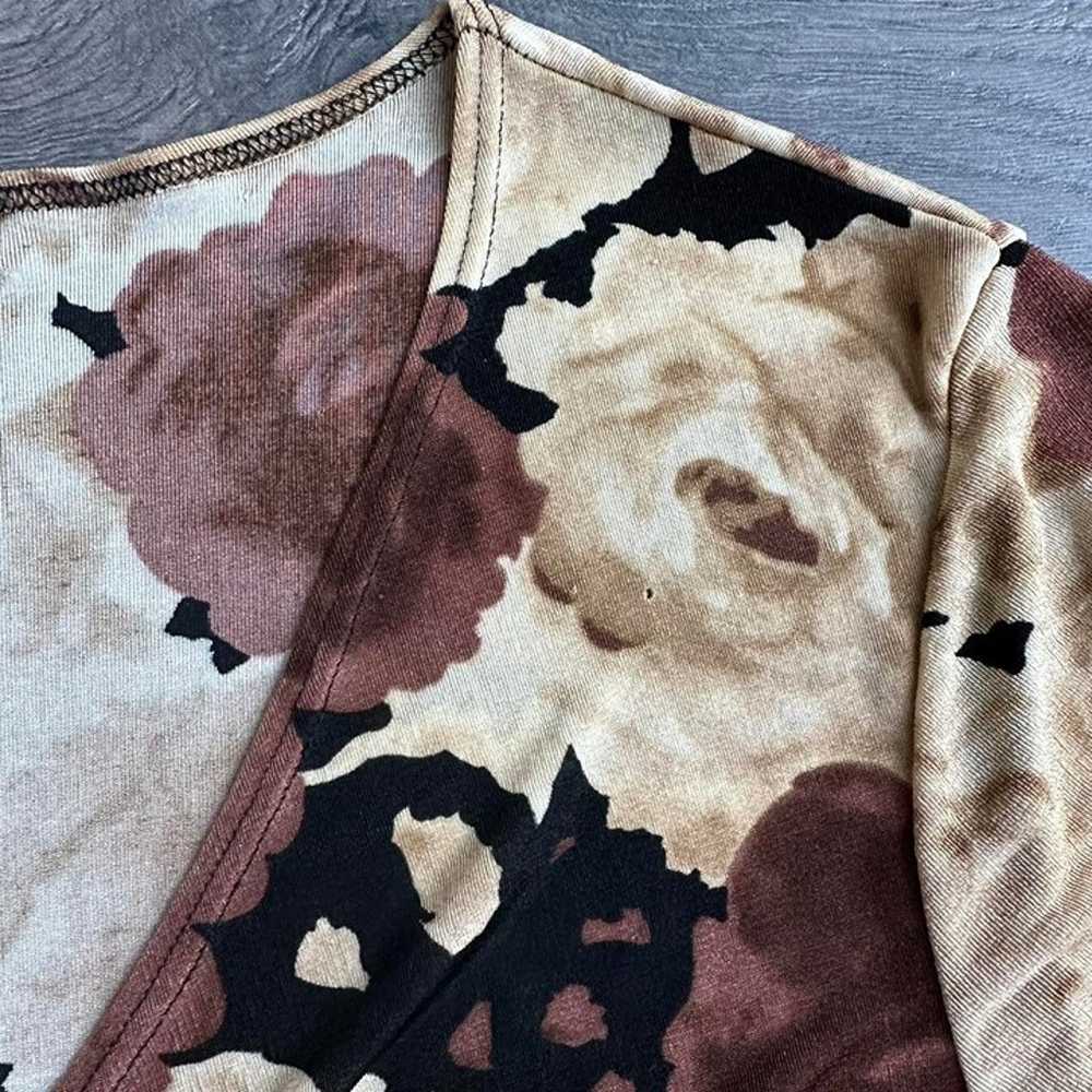 Vintage Y2K Brown and Tan Floral Top - image 2