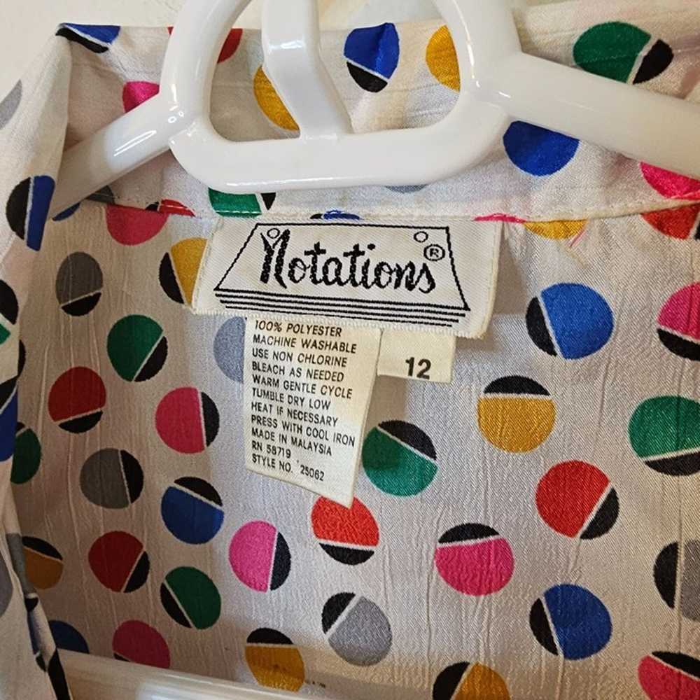 Vintage Size 12 Notations Polka Dot Blouse - image 2