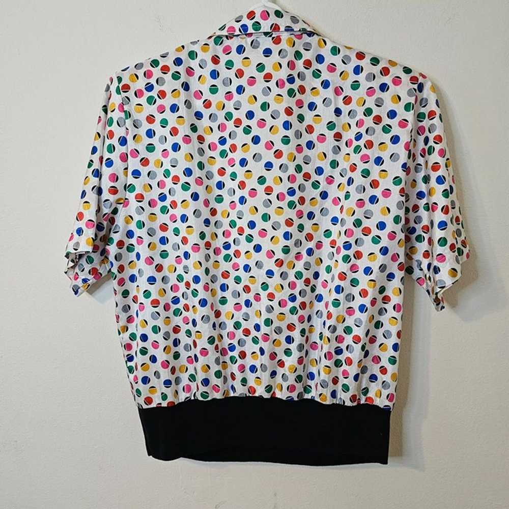 Vintage Size 12 Notations Polka Dot Blouse - image 4