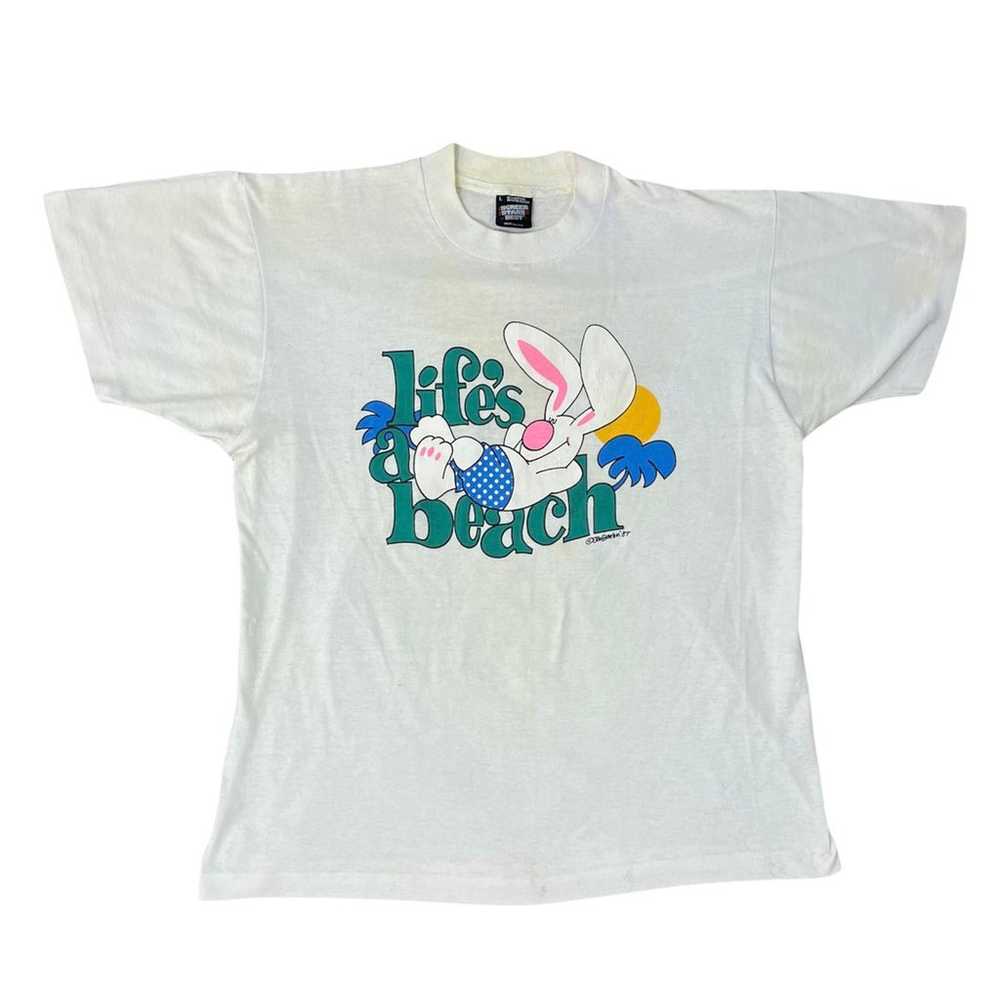 Vintage 1987 Beach Bunny Graphic T-Shirt - image 1