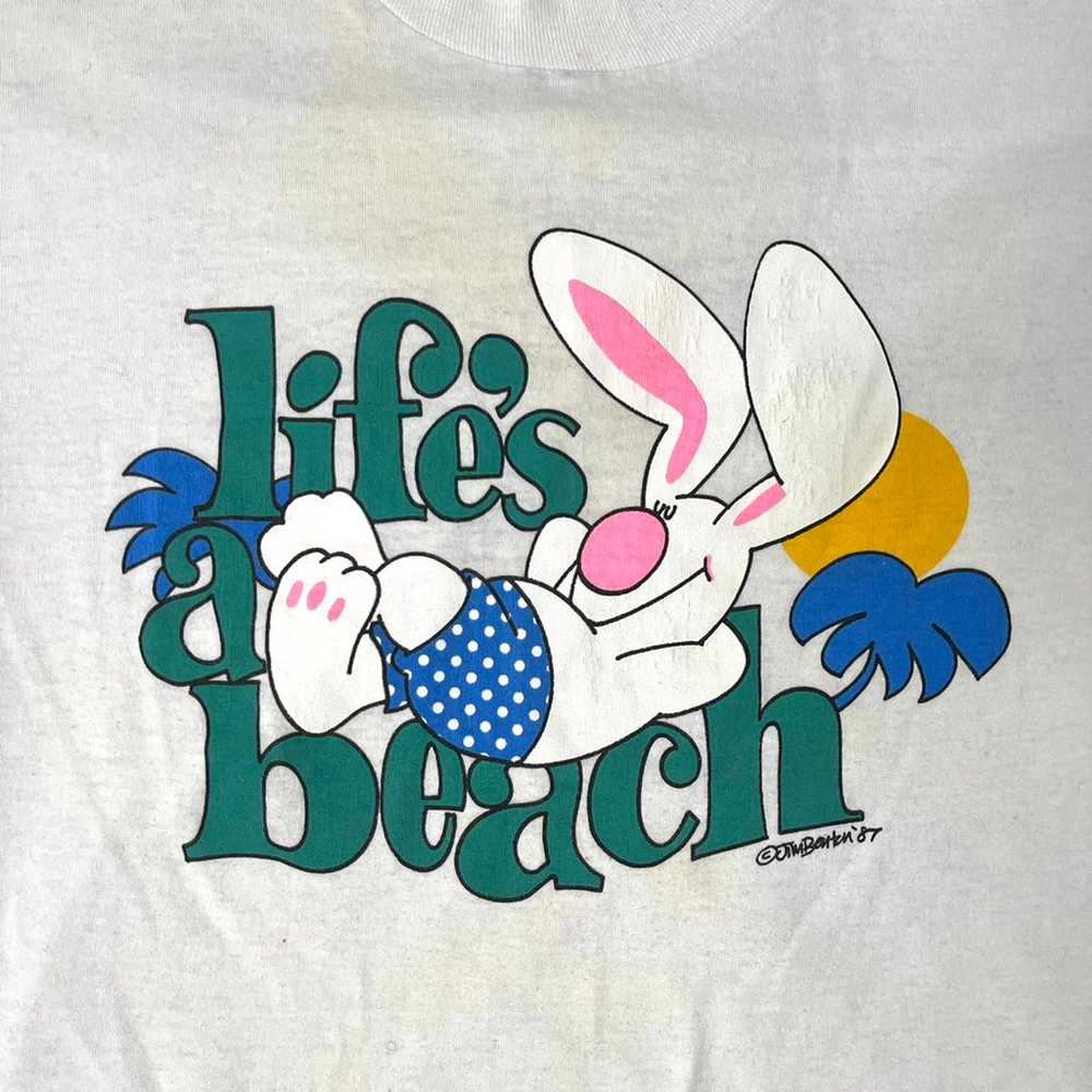 Vintage 1987 Beach Bunny Graphic T-Shirt - image 3