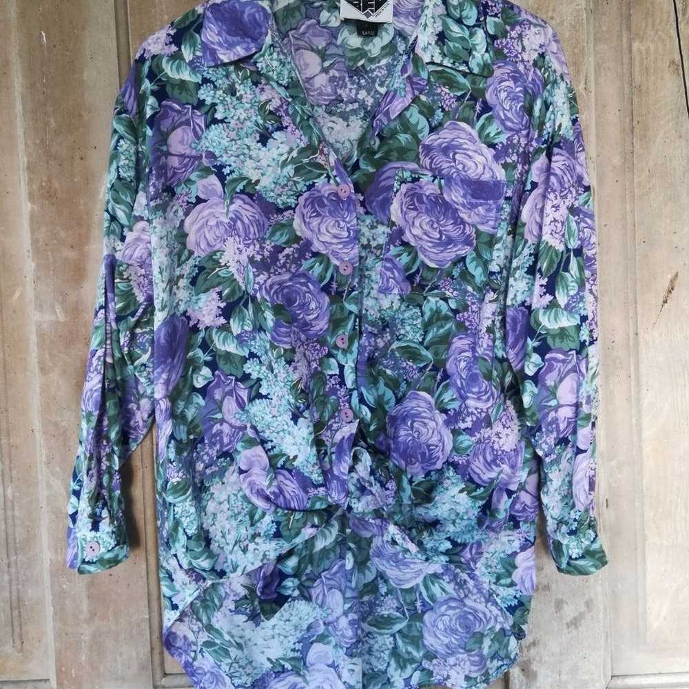 Vintage Purple Floral Shirt - image 1