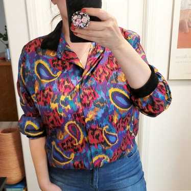 Vintage Abstract Paisley Print Blouse