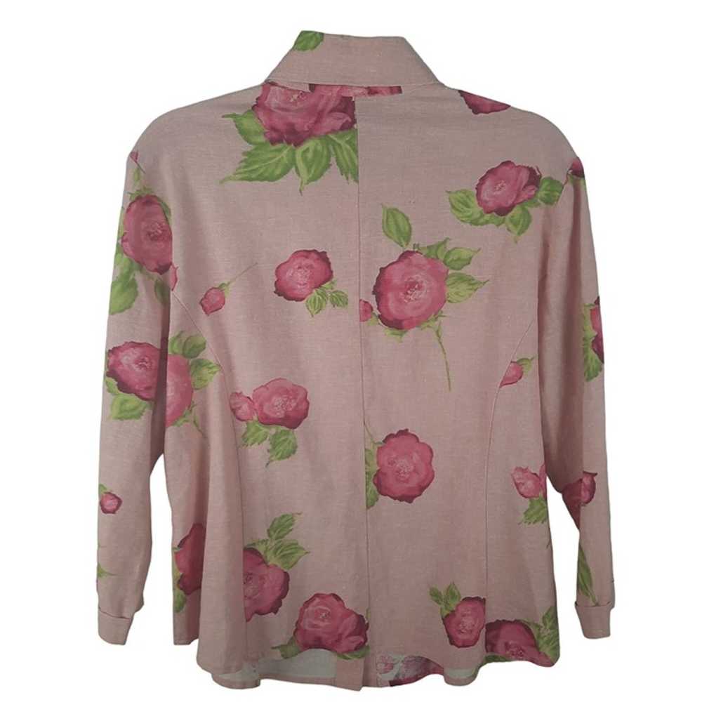 Taylor G. Liinen Button-Up Floral Blouse - image 5