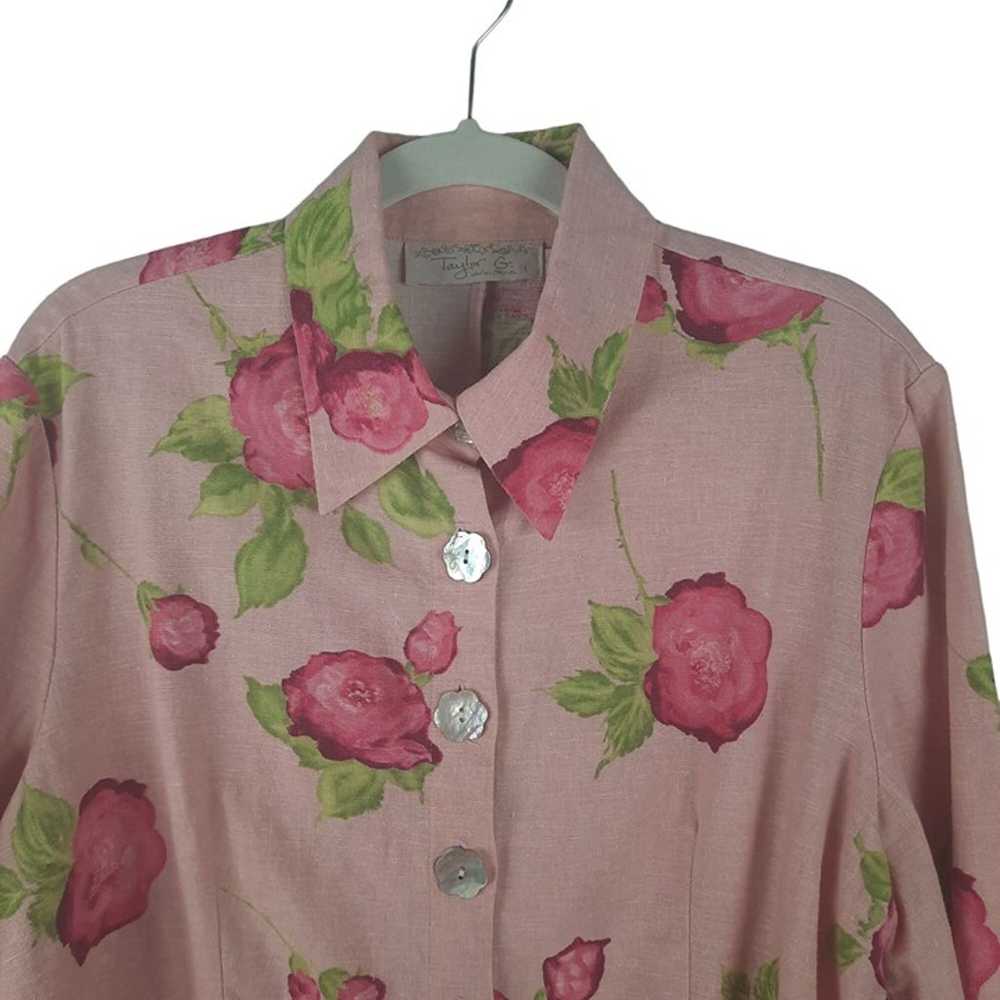 Taylor G. Liinen Button-Up Floral Blouse - image 6