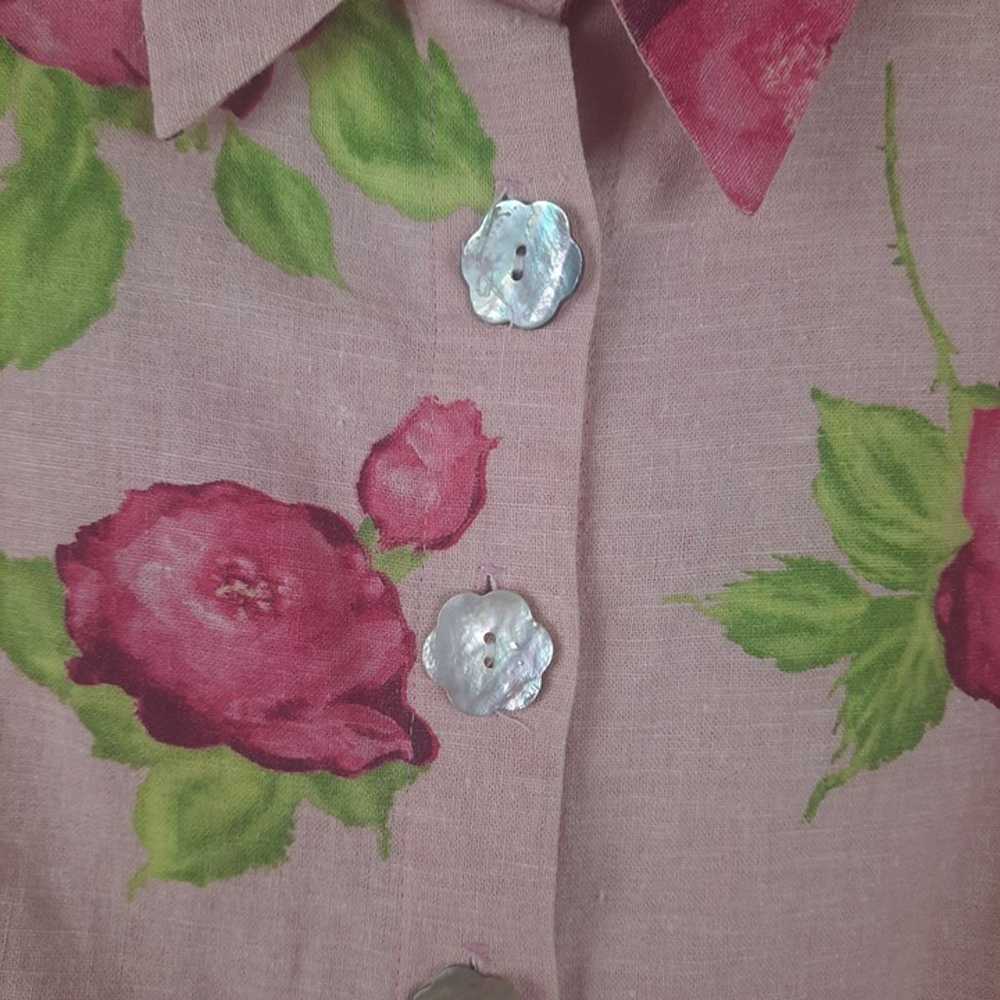 Taylor G. Liinen Button-Up Floral Blouse - image 7