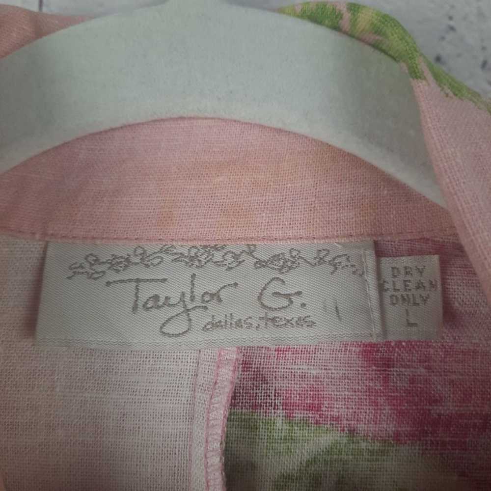 Taylor G. Liinen Button-Up Floral Blouse - image 8