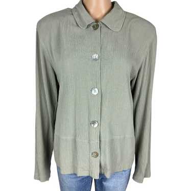 Vintage Clementine Womens Long Sleeve Green Cotton Shirt 