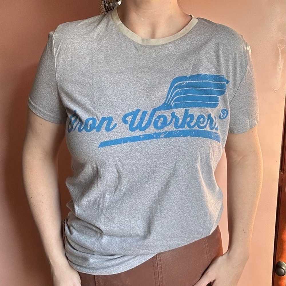 Vintage Iron Workers Graphic Ringer Tee - image 1