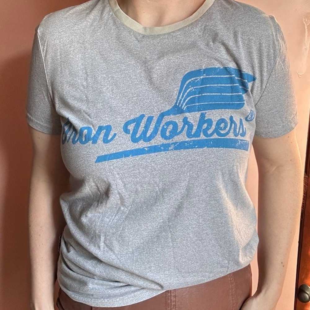 Vintage Iron Workers Graphic Ringer Tee - image 2