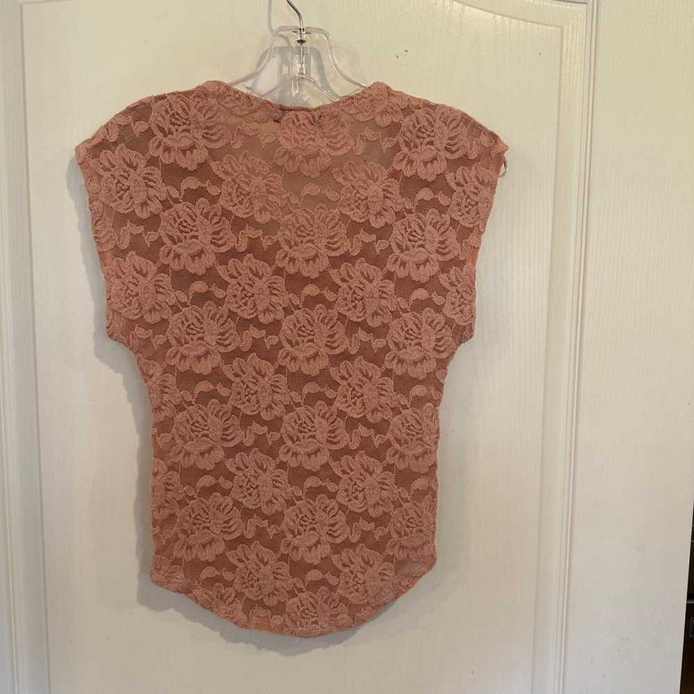 Body central women’s vintage pink all lace top si… - image 4