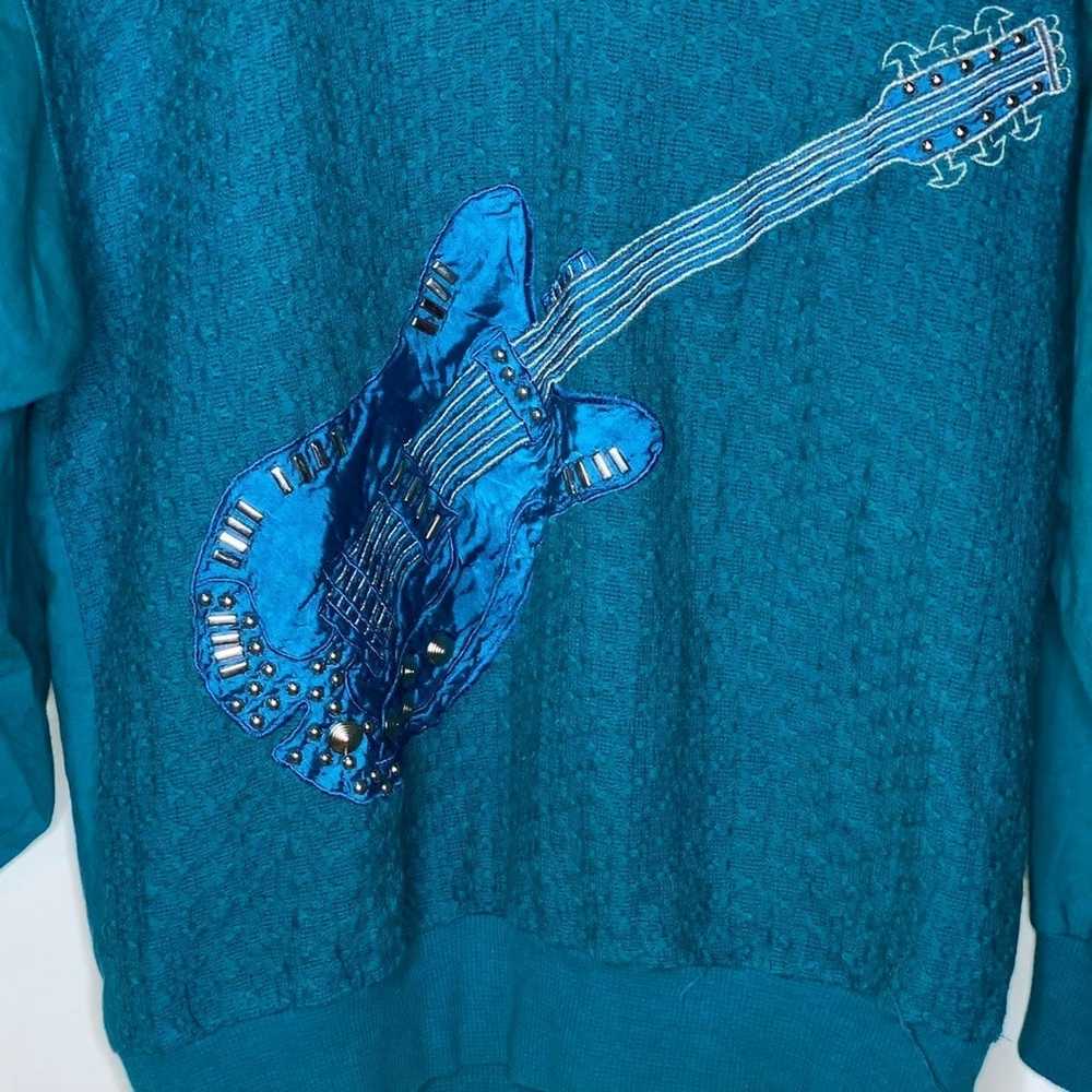 Vintage 80s guitar sweatshirt studded - image 3