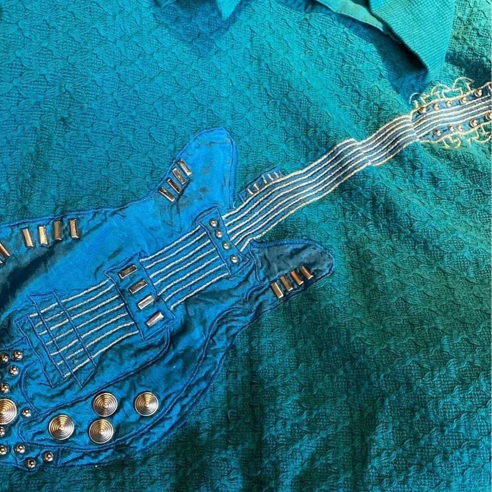 Vintage 80s guitar sweatshirt studded - image 7